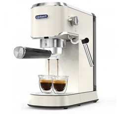 Laekerrt 에스프레소 머신 20 바 커피 메이커 CMEP02, 상업용 우유 거품기 스팀 완드 포함, 라떼 및 카푸치노용 컴팩트(배 흰색, 스테인리스 스틸) 선물 애호가