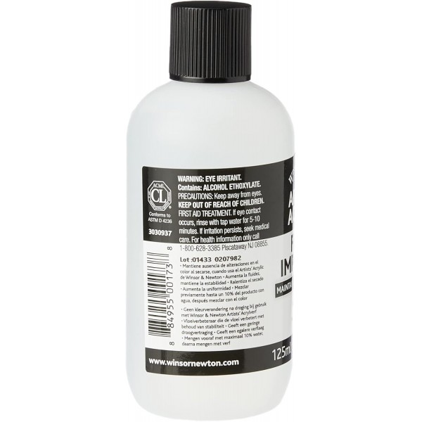 Winsor & Newton 3030937 색상 흐름 개선제, 아크릴 페인트의 흐름 증가 - 125ml 병 색상 흐름 개선제 - 125ml 병 매체