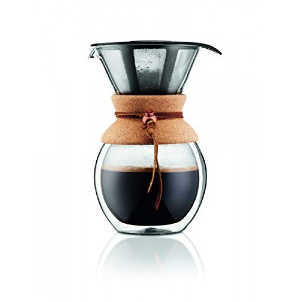 BODUM 푸어 오버 커피 메이커 그립, 8컵, 34온스, 이중벽 코르크