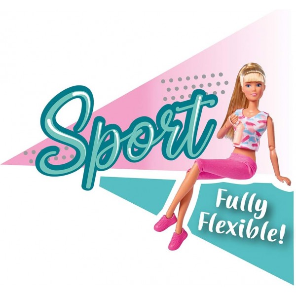 Simba 105733501 - Steffi Love Sport, 운동복을 입은 인형, 완전히 관절이 있는 신체, 14개의 관절, 스포츠 매트와 물병, 29cm, 3세 이상의 어린이용