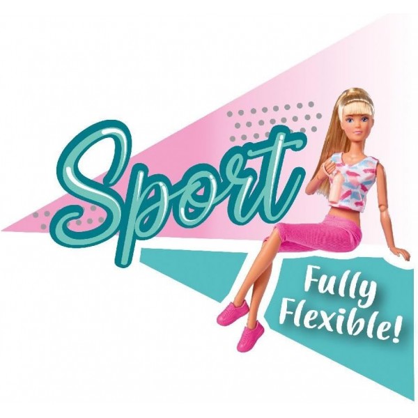 Simba 105733501 - Steffi Love Sport, 운동복을 입은 인형, 완전히 관절이 있는 신체, 14개의 관절, 스포츠 매트와 물병, 29cm, 3세 이상의 어린이용