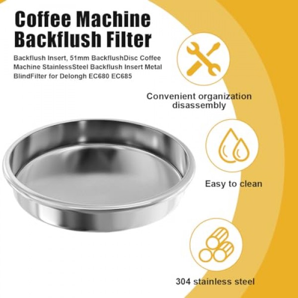 58mm 백플러시 디스크, 백플러시 필터 에스프레소, Breville Gaggia 클래식 및 기타 에스프레소 머신용 스테인레스 스틸 백플러시 블라인드 필터 바구니 기계 에스프레소 