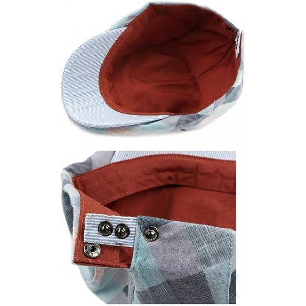 Gudessly Mens 조정 가능한 다채로운 줄무늬 격자 무늬 아이비 Newsboy Cabbie 개츠비 골프 모자 플랫 코튼 모자 얇은 모자