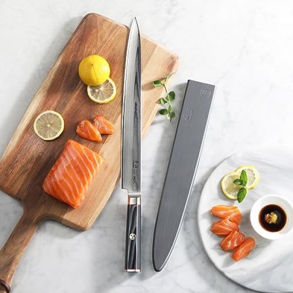 Cangshan YARI 시리즈 501301 X-7 다마스커스 강철 12인치 사시미 칼(칼집 포함)