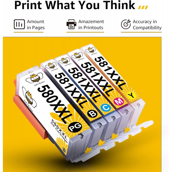 CMYBabee PGI-580XXL CLI-581XXL 잉크는 PGI-580 CLI-581 잉크 카트리지와 호환됩니다.
