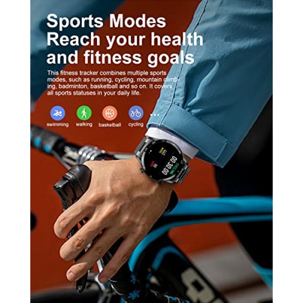 LIGE 남성용 스마트워치 피트니스 트래커(블루투스 통화 응답 심박수 안드로이드 휴대폰 iPhone, IP67 방수 스포츠 시계 스테인레스 스틸 1.3인치 터치스크린 휴대폰 시계 