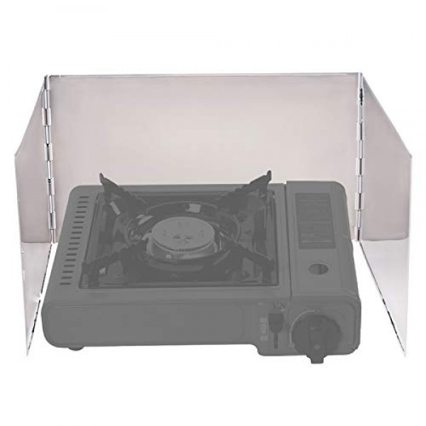 REDCAMP 접이식 스테인레스 스틸 스토브 윈드 스크린, 하이킹, 야외, 배낭 여행용 캠핑 스토브 앞 유리 부탄 버너 앞 유리