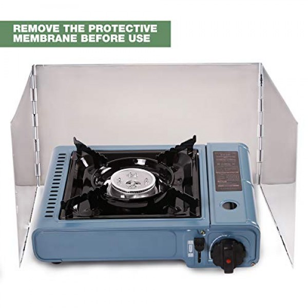 REDCAMP 접이식 스테인레스 스틸 스토브 윈드 스크린, 하이킹, 야외, 배낭 여행용 캠핑 스토브 앞 유리 부탄 버너 앞 유리