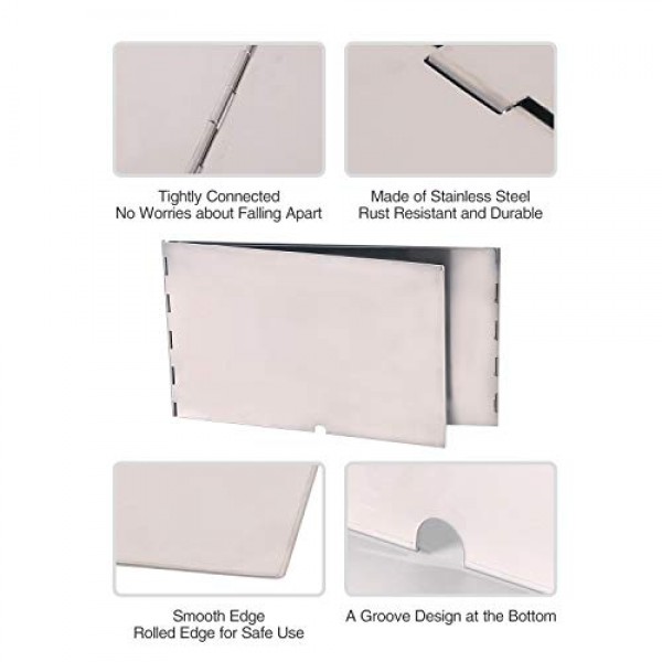 REDCAMP 접이식 스테인레스 스틸 스토브 윈드 스크린, 하이킹, 야외, 배낭 여행용 캠핑 스토브 앞 유리 부탄 버너 앞 유리