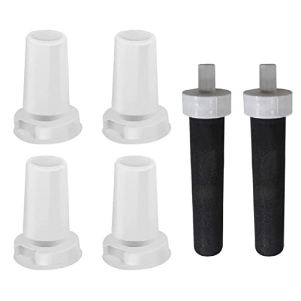 브리타 물병과 호환되는 4개 물린 밸브 교체, 브리타 물병 절연 필터링용 2개 브리타 워터 필터가 있는 실리콘 물병 마우스피스 교체용 워터 밸브