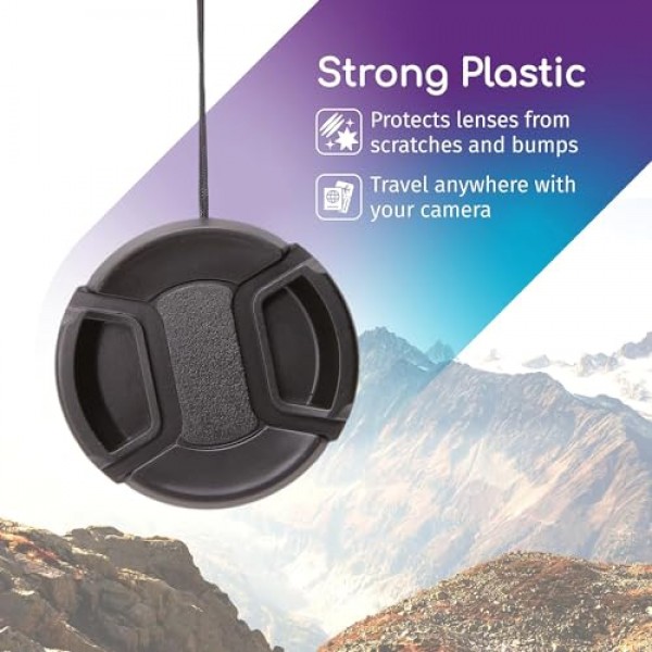 Canon, Nikon, Sony, Pentax 모든 DSLR 렌즈와 호환되는 55MM 스냅온 전면 렌즈 캡/커버