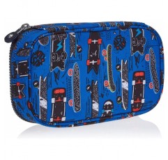 Kipling 50 PENS, 중형 필통, 최대 50개의 펜 수용, 21cm, 1L, New Scate Print Small