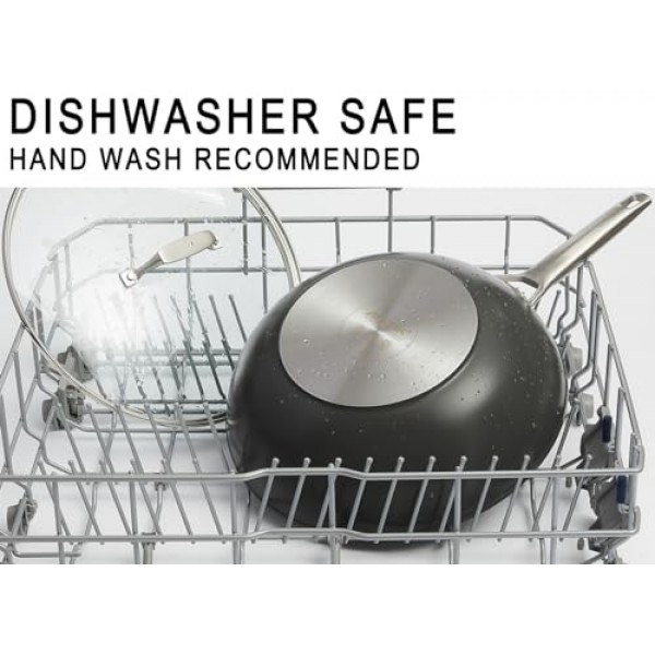 MSMK 7종 조리기구 세트(뚜껑 및 웍 포함), 보온성 손잡이, 부드러운 바닥이 고르게 가열됨, 타지 않고 붙지 않음, 인덕션, 긁힘 방지, 쉽게 세척됨, 식기세척기 사용 가