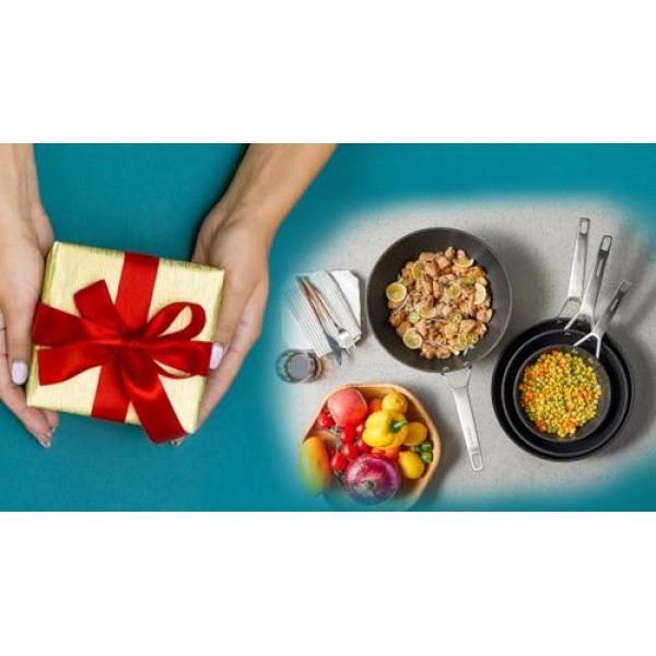 MSMK 7종 조리기구 세트(뚜껑 및 웍 포함), 보온성 손잡이, 부드러운 바닥이 고르게 가열됨, 타지 않고 붙지 않음, 인덕션, 긁힘 방지, 쉽게 세척됨, 식기세척기 사용 가