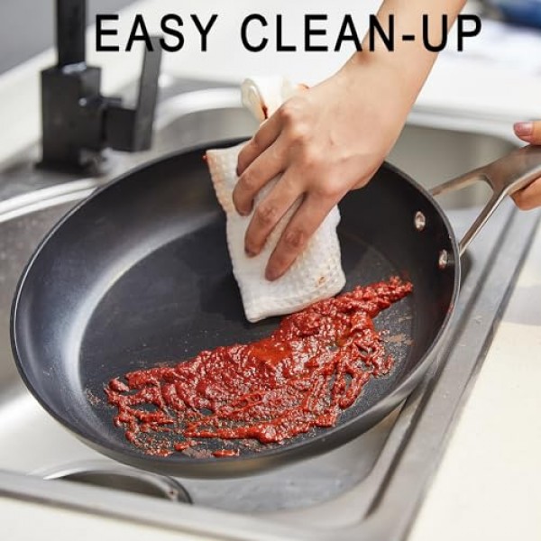 MSMK 7종 조리기구 세트(뚜껑 및 웍 포함), 보온성 손잡이, 부드러운 바닥이 고르게 가열됨, 타지 않고 붙지 않음, 인덕션, 긁힘 방지, 쉽게 세척됨, 식기세척기 사용 가