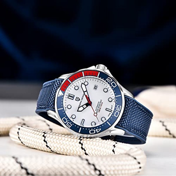 Pagani 디자인 기계식 남성용 시계 시침 빛나는 강철 다이빙 시계 일본 무브먼트 사파이어 유리 달력 디스플레이 패션 비즈니스 NH35 시계 1667