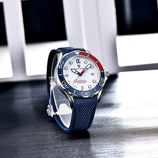 Pagani 디자인 기계식 남성용 시계 시침 빛나는 강철 다이빙 시계 일본 무브먼트 사파이어 유리 달력 디스플레이 패션 비즈니스 NH35 시계 1667