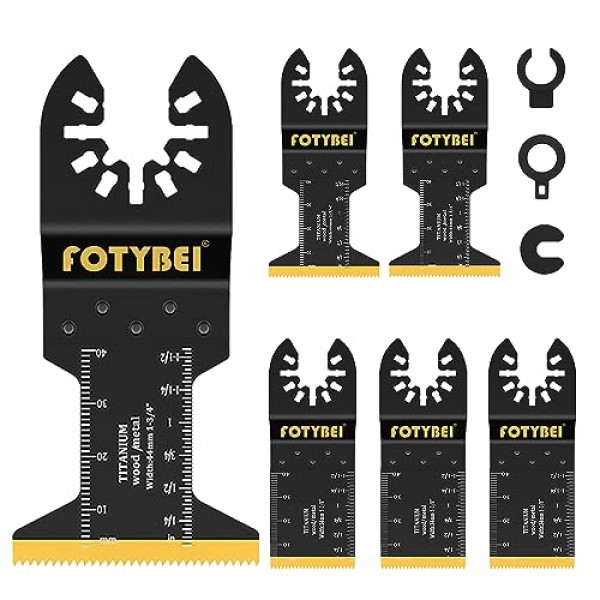 FOTYBEI 5PCS 티타늄 진동 멀티 도구 블레이드, 목재 금속 플라스틱 손톱 절단 용 진동 톱 블레이드, Dewalt Bosch Milwaukee Makita Rockwell에 적합