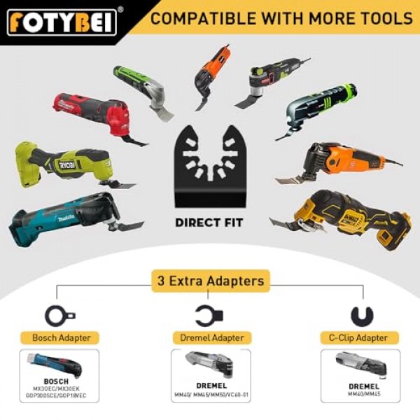 FOTYBEI 5PCS 티타늄 진동 멀티 도구 블레이드, 목재 금속 플라스틱 손톱 절단 용 진동 톱 블레이드, Dewalt Bosch Milwaukee Makita Rockwell에 적합