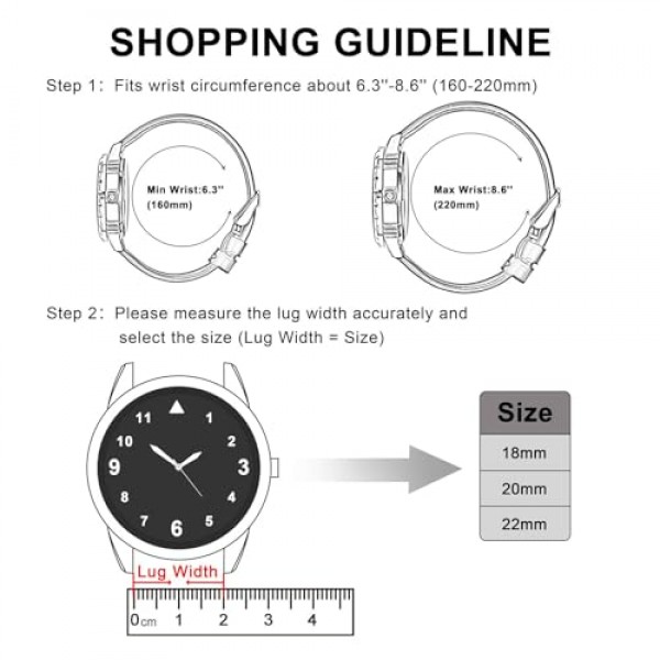 남성용 및 여성용 Anbeer 가죽 시계 밴드, 18mm 20mm 22mm 퀵 릴리스 프리미엄 교체 시계 스트랩