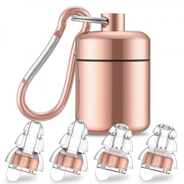 콘서트 음악가를 위한 고충실도 콘서트 귀마개, 소음 감소를 위한 귀마개, 음악 축제, DJ, 나이트클럽, 드러머를 위한 24db 고급 필터 기술 귀 보호 - 2쌍(로즈 핑크)