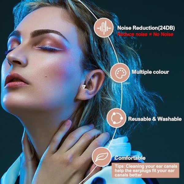 콘서트 음악가를 위한 고충실도 콘서트 귀마개, 소음 감소를 위한 귀마개, 음악 축제, DJ, 나이트클럽, 드러머를 위한 24db 고급 필터 기술 귀 보호 - 2쌍(로즈 핑크)