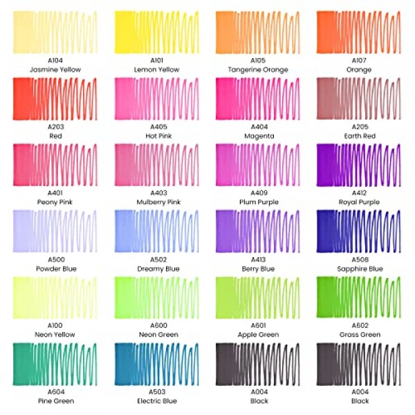 ARTEZA 컬러 영구 마커, 파인 팁 페인트 펜 24개 세트, 23가지 밝고 네온 색상, 방수 암석 페인팅, 유리, 목재용 미술 및 공예