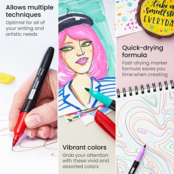 ARTEZA 컬러 영구 마커, 파인 팁 페인트 펜 24개 세트, 23가지 밝고 네온 색상, 방수 암석 페인팅, 유리, 목재용 미술 및 공예
