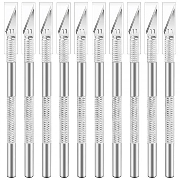 Jetmore 10 팩 Exacto 칼, 스테인레스 스틸 Exacto 칼 세트, 호박 조각, DIY, 예술, 절단, 스텐실을 위한 날카로운 정밀 취미 칼 공예 칼 키트