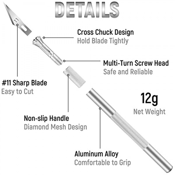 Jetmore 10 팩 Exacto 칼, 스테인레스 스틸 Exacto 칼 세트, 호박 조각, DIY, 예술, 절단, 스텐실을 위한 날카로운 정밀 취미 칼 공예 칼 키트