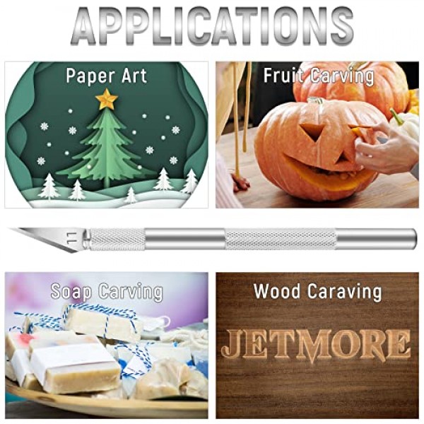 Jetmore 10 팩 Exacto 칼, 스테인레스 스틸 Exacto 칼 세트, 호박 조각, DIY, 예술, 절단, 스텐실을 위한 날카로운 정밀 취미 칼 공예 칼 키트