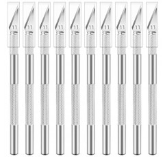 Jetmore 10 팩 Exacto 칼, 스테인레스 스틸 Exacto 칼 세트, 호박 조각, DIY, 예술, 절단, 스텐실을 위한 날카로운 정밀 취미 칼 공예 칼 키트