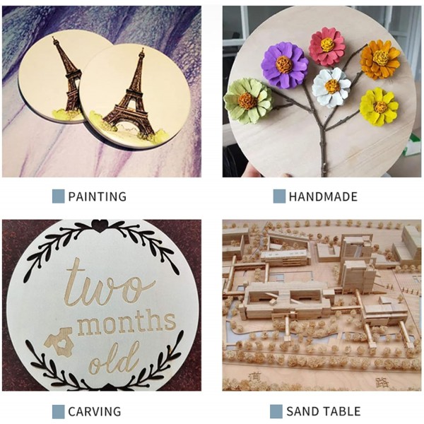 Ksvaye 12 Pcs 라운드 나무 디스크 공예에 대 한 20cm 직경 나무 접시 천연 나무 디스크 처리되지 않은 3mm 두꺼운 합판 합판 보드 발사 나무 나무 디스크 장식 공예 그림