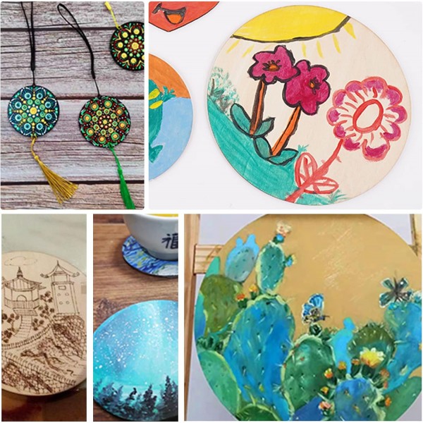 Ksvaye 12 Pcs 라운드 나무 디스크 공예에 대 한 20cm 직경 나무 접시 천연 나무 디스크 처리되지 않은 3mm 두꺼운 합판 합판 보드 발사 나무 나무 디스크 장식 공예 그림