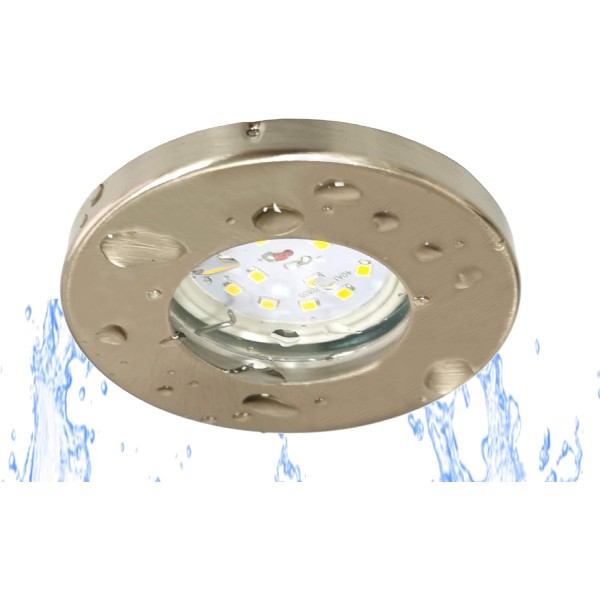 Trango TG6729IP-032M3 LED 매입형 욕실 스포트라이트 3x3 와트 LED 모듈 울트라 플랫 3 cm 설치 깊이 3 무광 니켈 세트