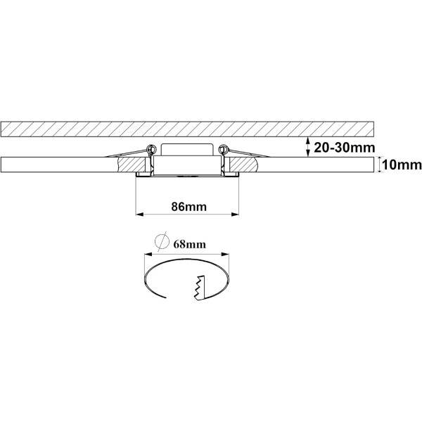 Trango TG6729IP-032M3 LED 매입형 욕실 스포트라이트 3x3 와트 LED 모듈 울트라 플랫 3 cm 설치 깊이 3 무광 니켈 세트