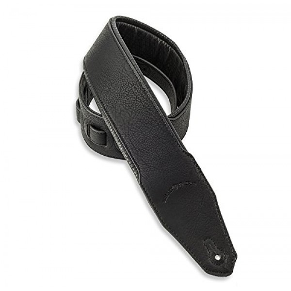 Walker & Williams G-15 어쿠스틱, 일렉트릭 및 베이스 기타용 두꺼운 패딩이 있는 블랙 가죽 천연 질감 기타 스트랩