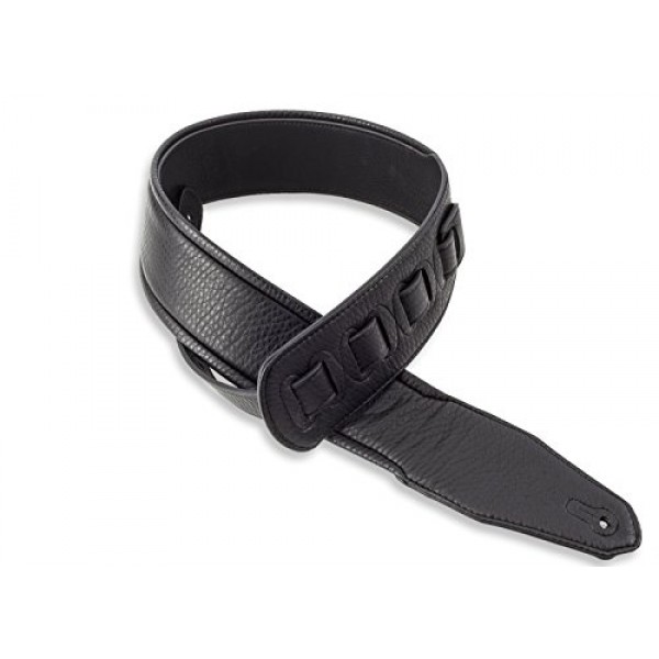 Walker & Williams G-15 어쿠스틱, 일렉트릭 및 베이스 기타용 두꺼운 패딩이 있는 블랙 가죽 천연 질감 기타 스트랩