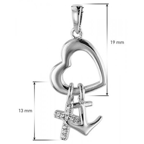 Trendor 믿음 사랑 희망 펜던트 목걸이 925 실버 여성을 위한 세련된 실버 주얼리, 이 목걸이는 훌륭한 선물 아이디어입니다 39434, 큐빅 지르코니아