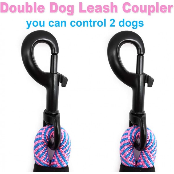 Mycicy Double Dog Leashes Coupling, for Two Dogs, Tangle-free, 360° Swivel, Dual Strong Leashes, for Large, Medium and Small Puppy Dogs (1/2