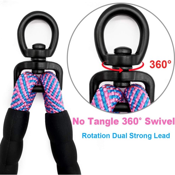 Mycicy Double Dog Leashes Coupling, for Two Dogs, Tangle-free, 360° Swivel, Dual Strong Leashes, for Large, Medium and Small Puppy Dogs (1/2