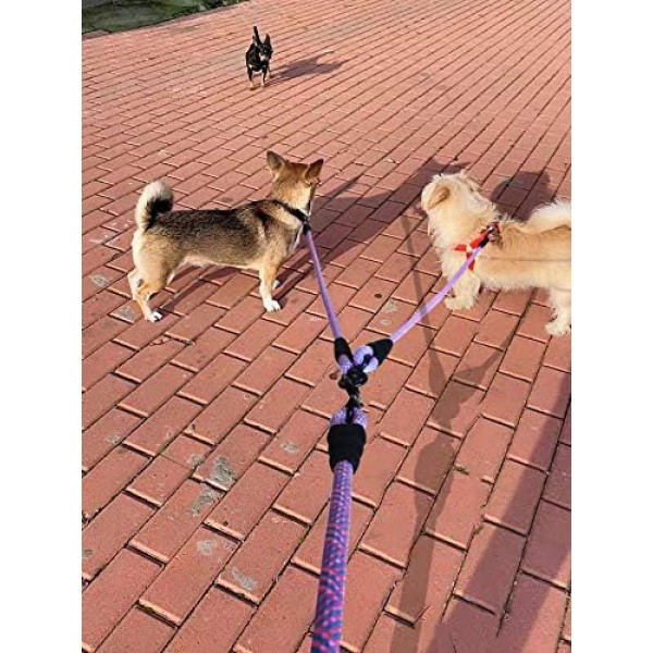 Mycicy Double Dog Leashes Coupling, for Two Dogs, Tangle-free, 360° Swivel, Dual Strong Leashes, for Large, Medium and Small Puppy Dogs (1/2