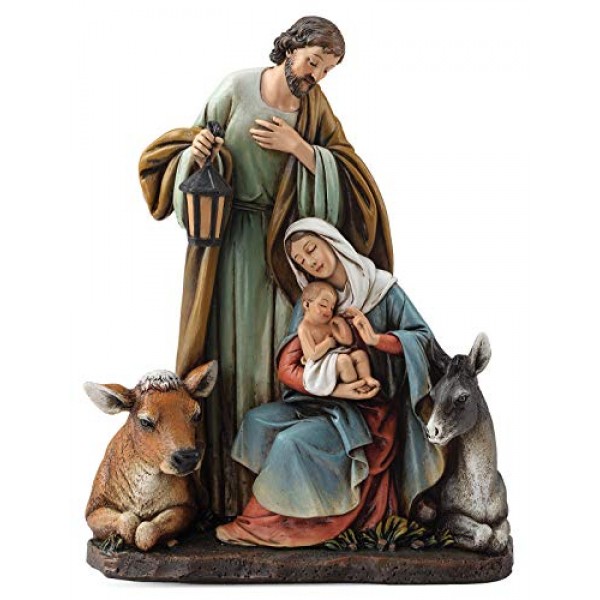 Joseph's Studio by Roman - 헛간 동물이 포함된 슬림 프로필 성가족 인물, 7.5