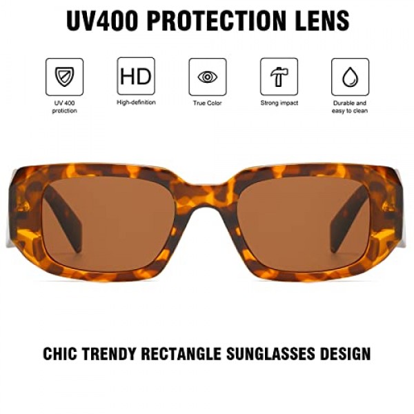 Ggpyyon 레트로 90s 여성용 직사각형 선글라스 패션 선글라스 빈티지 작은 사각형 프레임 UV400 보호 안경