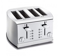 Krups 토스터 스테인레스 스틸 토스터 4 슬라이스 4가지 기능, 취소, 베이글, 재가열, 해동, 1500와트 6가지 셰이드 설정, 탈착식 빵 부스러기 트레이