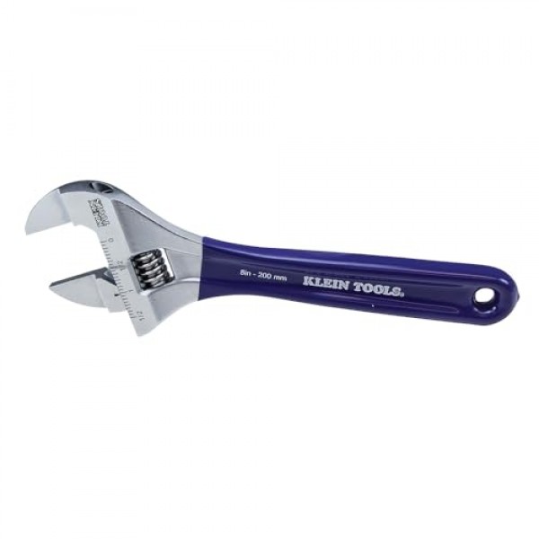 Klein Tools D86936 조정 가능한 렌치, 더 얇은 조와 고광택 크롬 마감으로 단조, 8인치