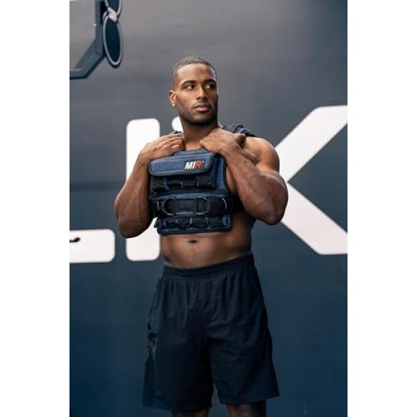 지퍼 옵션이 있는 miR 공기 흐름 가중 조끼 20lbs - 60lbs 견고한 철제 무게 기계 세탁 가능. 남성 및 여성을 위한 운동 조끼