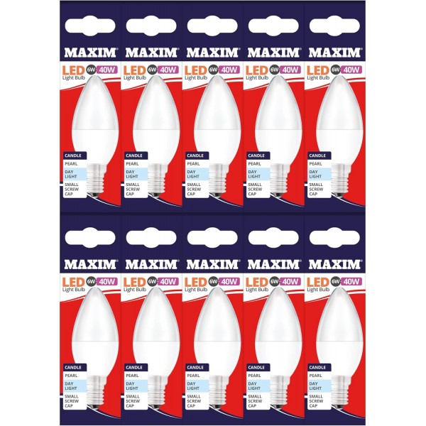 Maxim LED 양초 소형 에디슨 나사(주광색) - 6watt(40watt)(10팩), 40MLCSESDL5X10 1개(1팩) 일광 백색