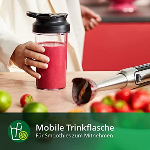 필립스 Viva 핸드 블렌더 800W SpeedTouch 포함 2-in-1 토고 마시는 병 스테인레스 스틸