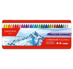 크리에이티브 아트 재료 Caran D'Ache NeoColor II 수용성 왁스 파스텔 세트, 멀티 컬러, 30개 팩 멀티 컬러 1개